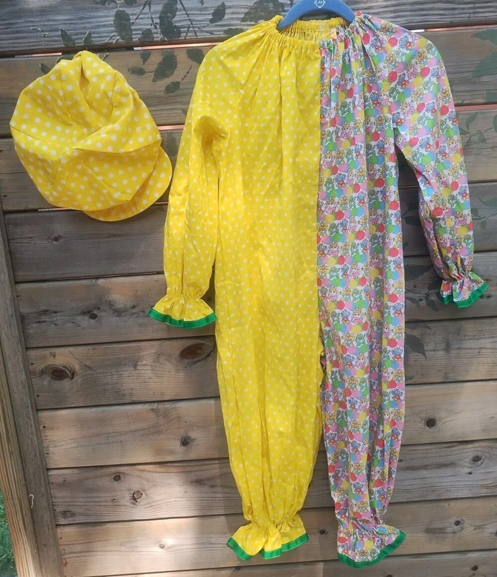 Vintage 1 piece Clown Suit costume Womens Medium Muppet babies matching hat